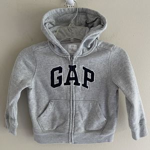 Baby Gap Hoodie Jacket Toddler Size 3 Front Pocket Gray Navy Blue Long Sleeve